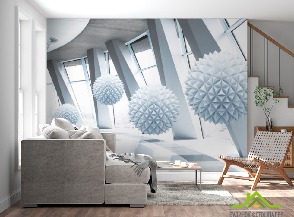 выбрать Фотообои Сферы 3д в комнате Фотообои 3Д на стену