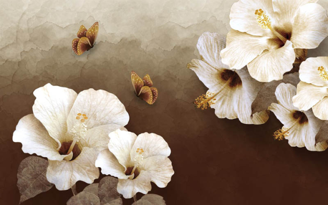 Фотошпалери квіти і метелики