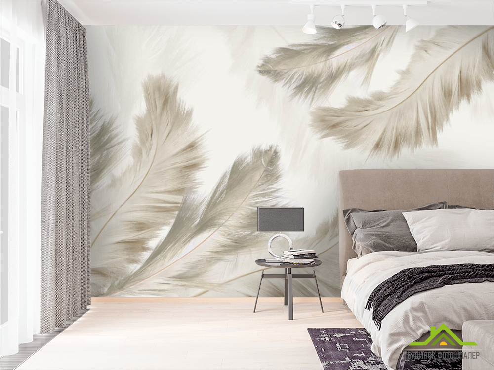 Фотошпалери бежеві пір'я