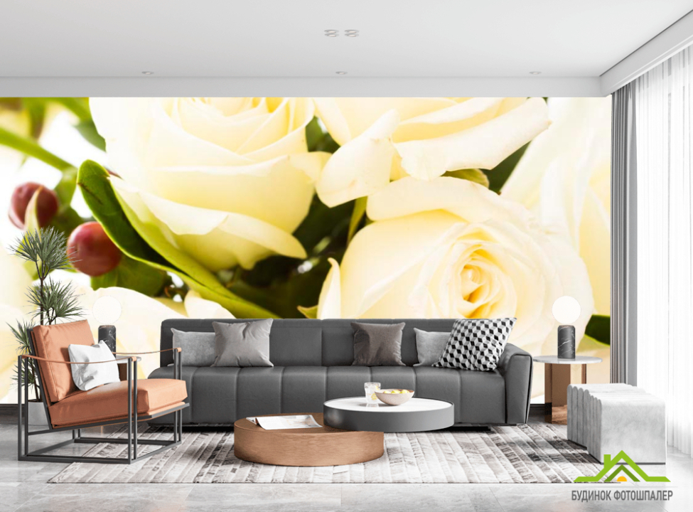 выбрать Фотошпалери 4 білих троянди Фотошпалери Троянди на стіну