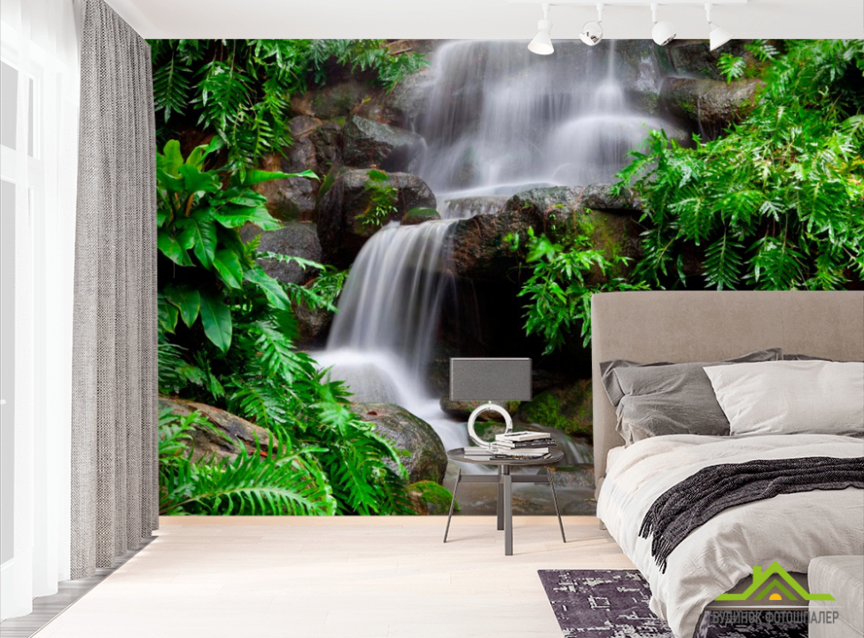 выбрать Фотообои Камни, вода, зелень Фотообои Водопад на стену