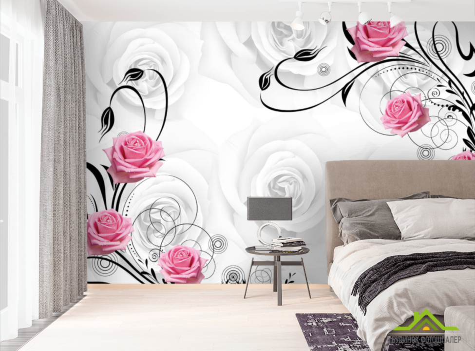 выбрать Фотошпалери Троянди на атласі Фотошпалери квіти 3d на стіну