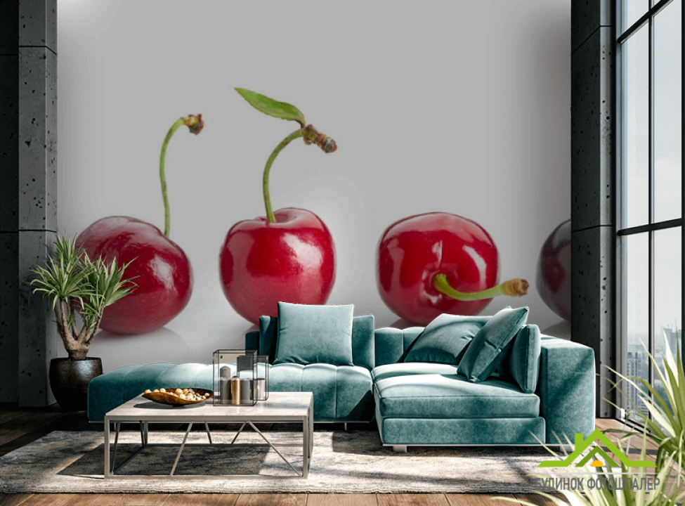 выбрать Фотообои пять вишенок Фотообои Еда и напитки на стену