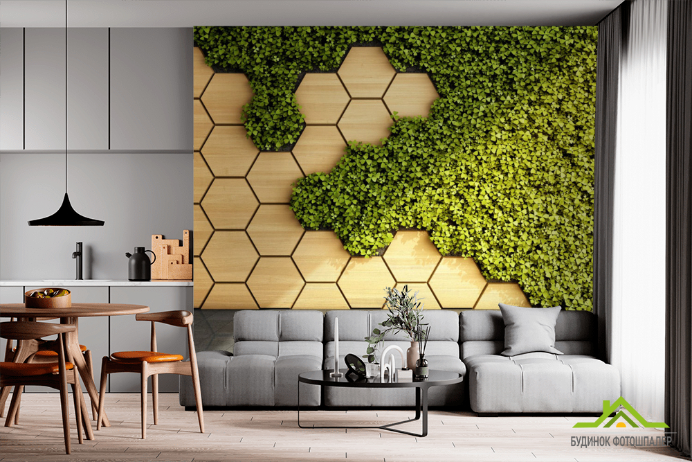 Фотошпалери 3д панелі, мох