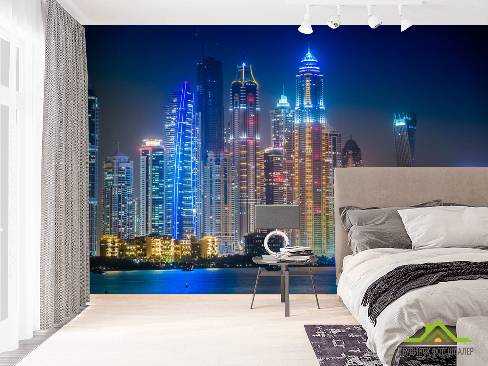 Фотошпалери сині вогні вечірнього міста