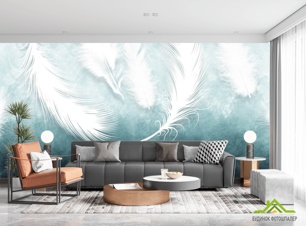 выбрать Фотошпалери білі пір'я зі стелі Фотошпалери пір'я на стіну