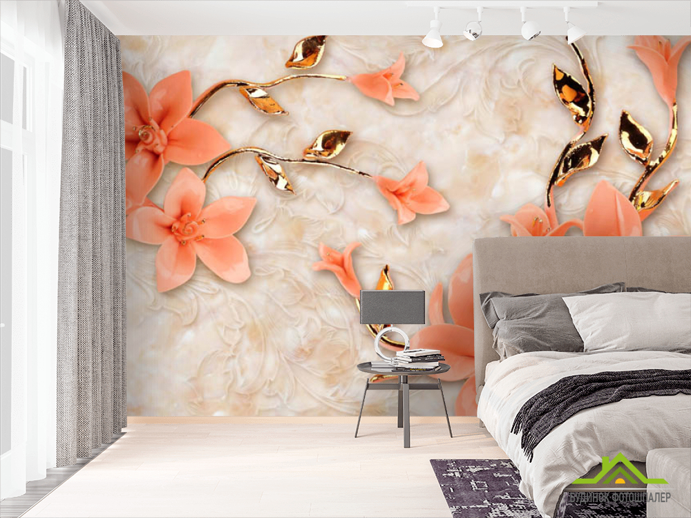 Фотошпалери сучасні 3D Стерео квіти