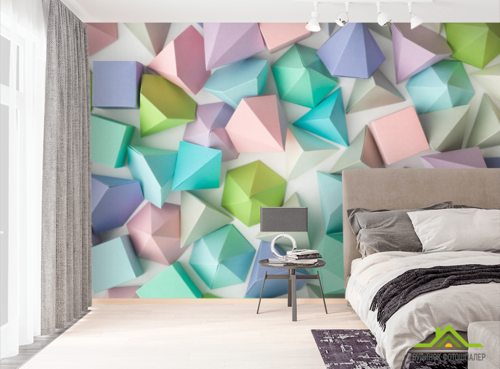 выбрать Фотообои разноцветное бумажное оригами Фотообои Геометрия на стену