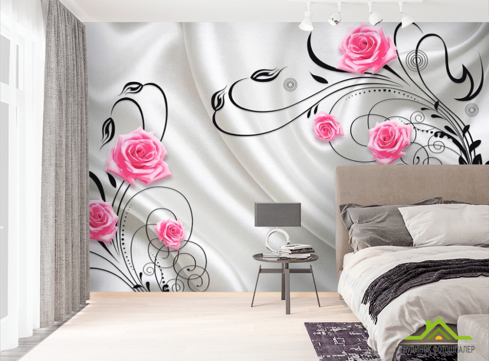 выбрать Фотошпалери Троянди на атласі 3d Фотошпалери стереоскопічні на стіну