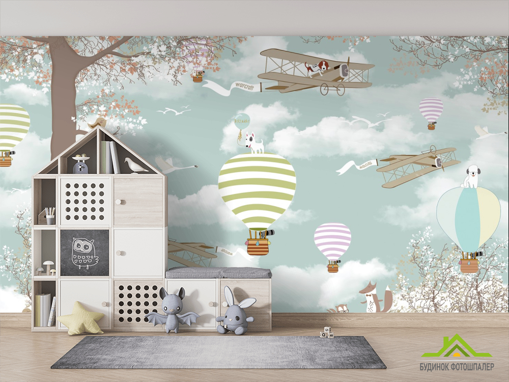 Фотообои воздушные шары с животными