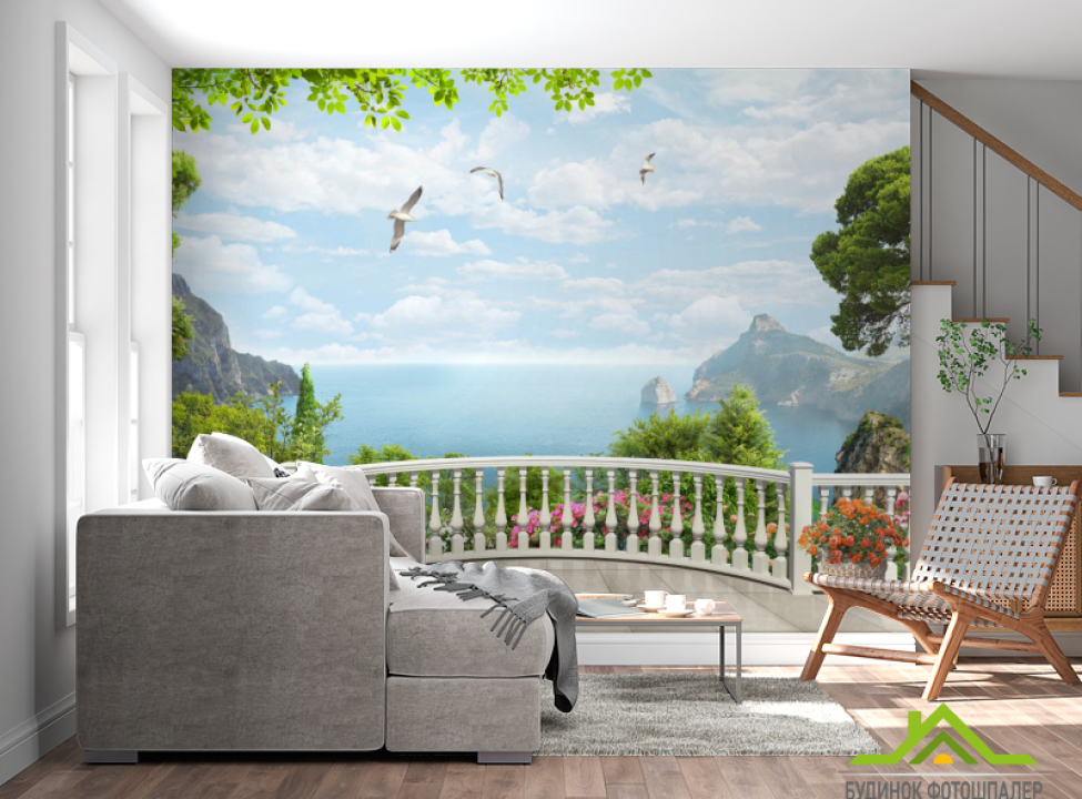 выбрать Фотошпалери Вид з балкона на море Фотошпалери Фрески на стіну