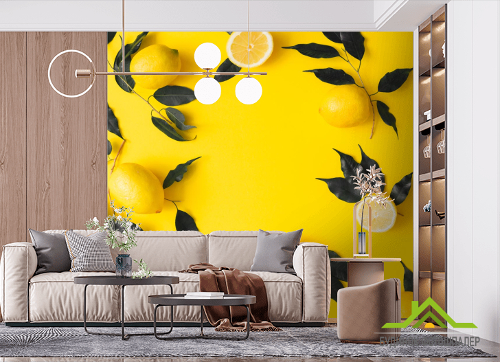 Фотообои желтые с лимоном
