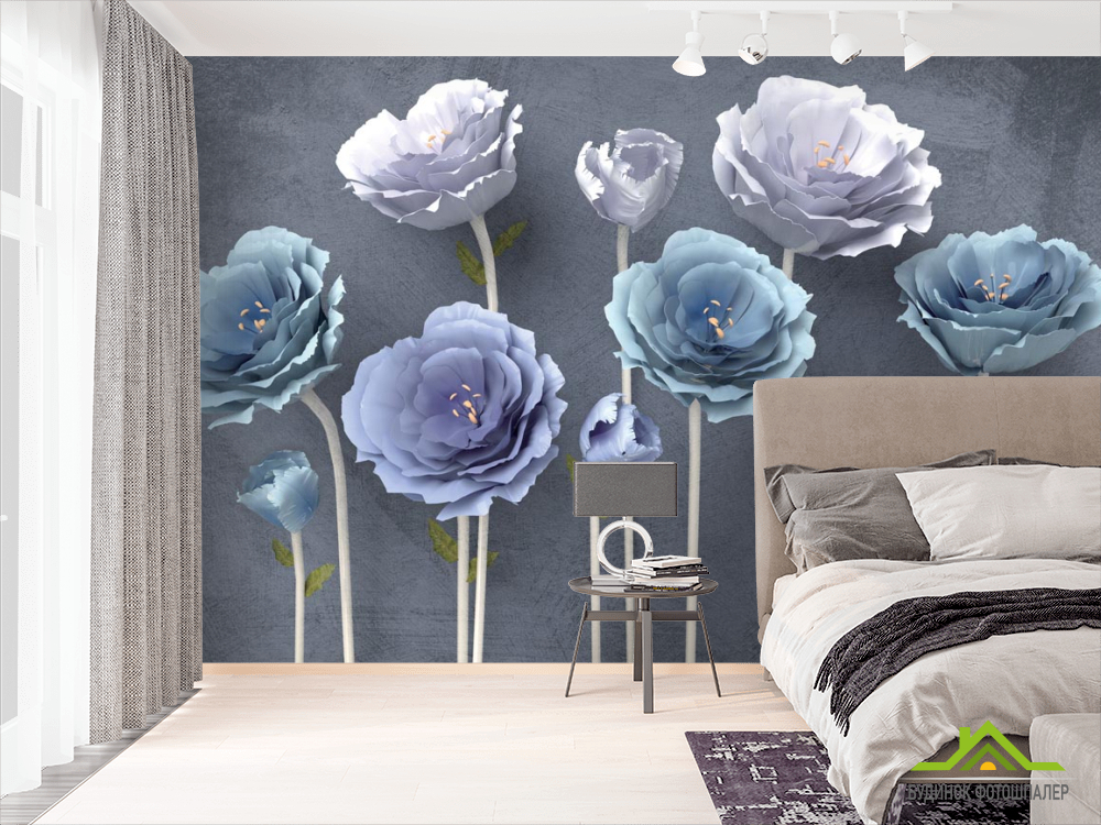 Фотообои Синие красивые цветы