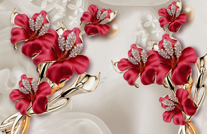 Фотошпалери Бордові квіти 3Д