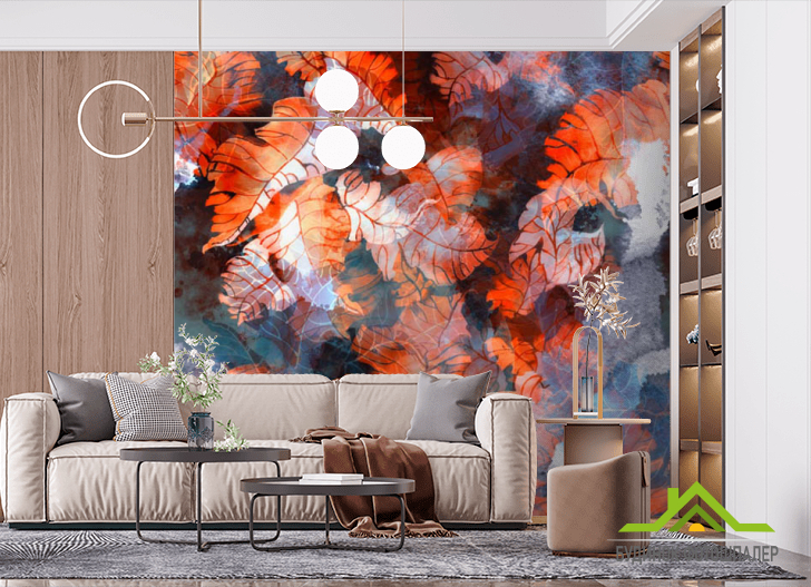 Фотошпалери листя зі стелі