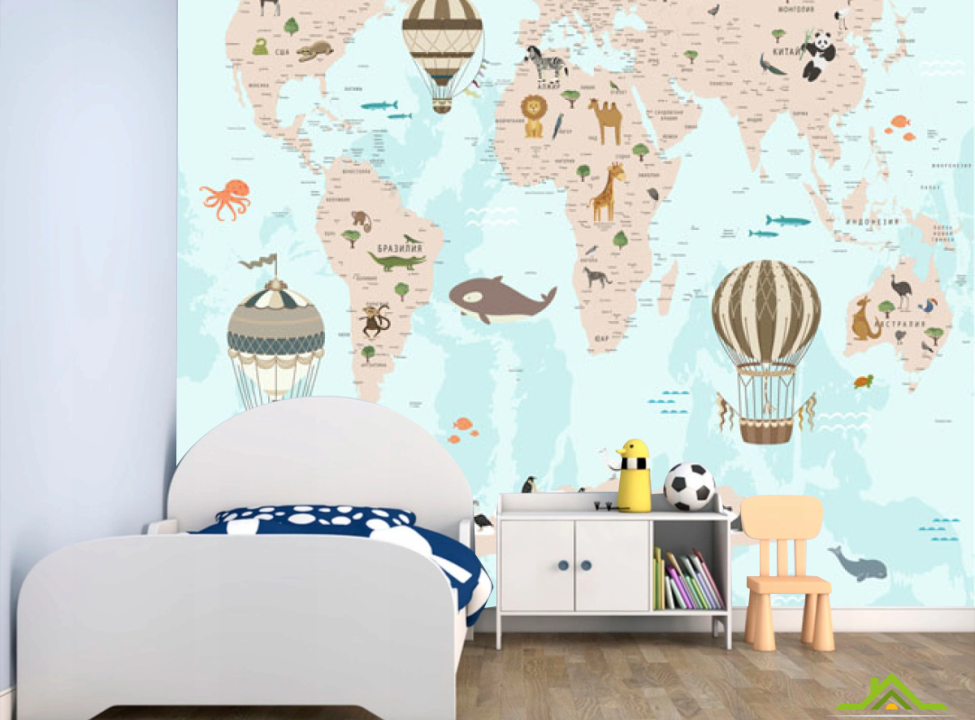 выбрать Шпалери в дитячу Карта Фотошпалери Розвиваючі карти на стіну