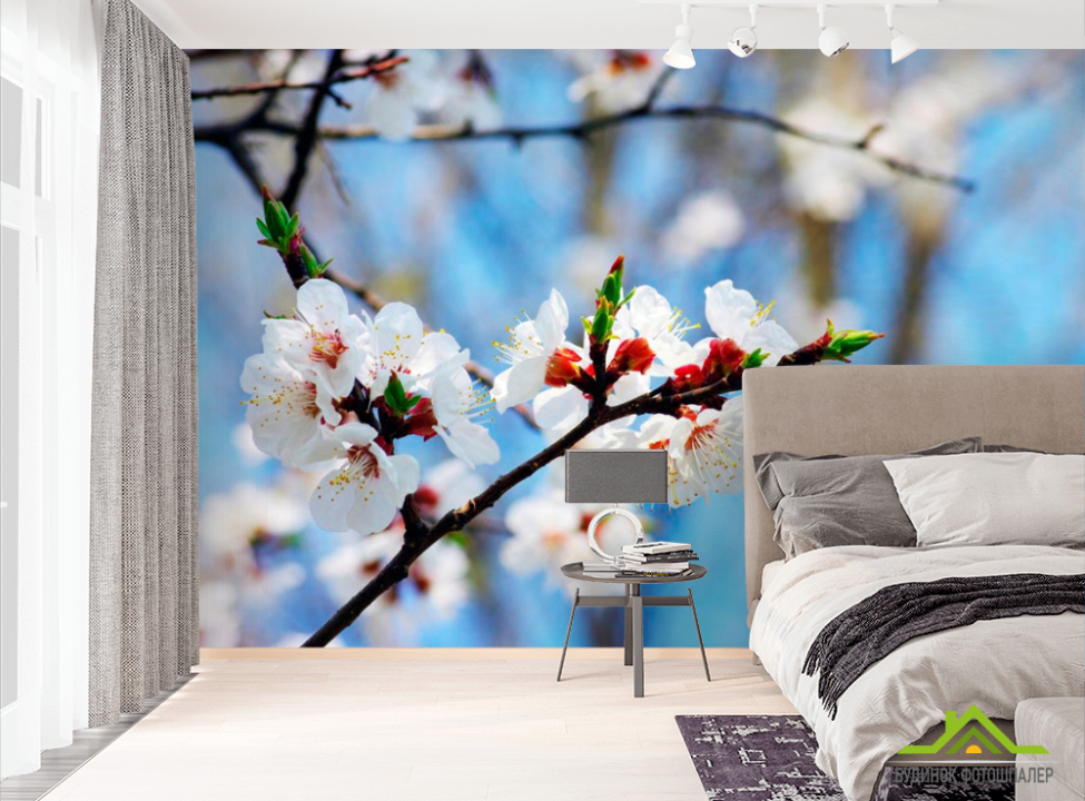 выбрать Фотошпалери Маленькі вишневі квіточки Фотошпалери Вишня на стіну