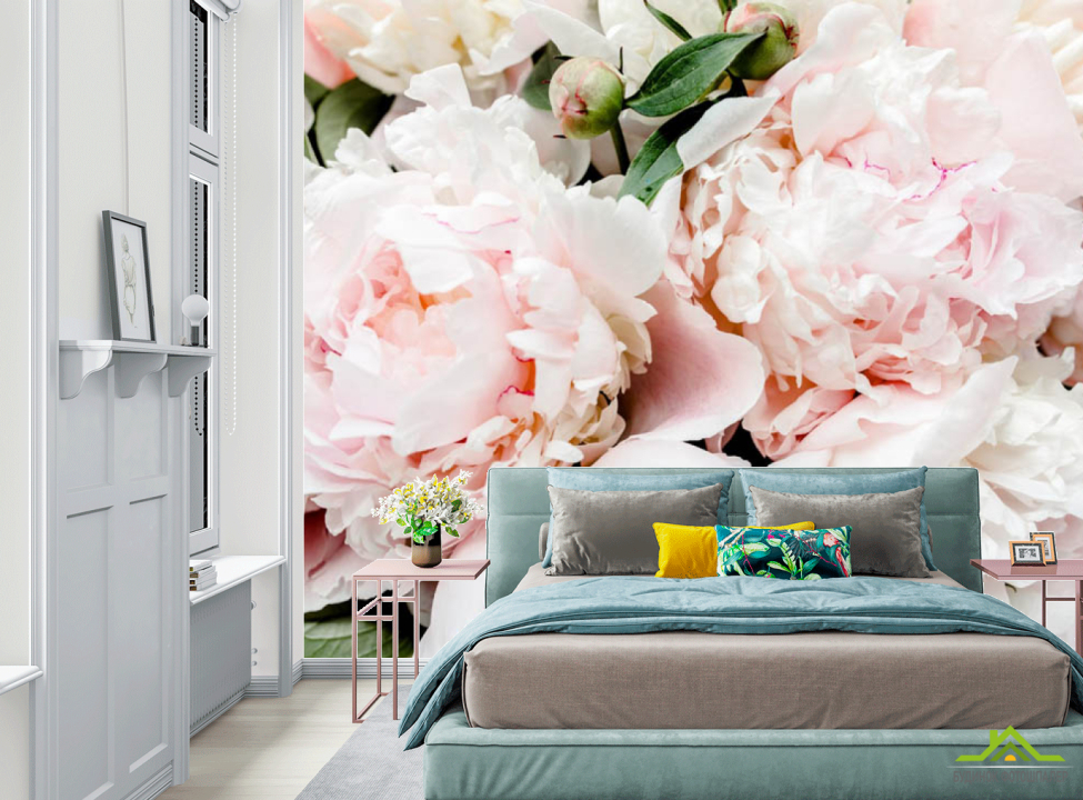 выбрать Фотообои Персиковые пионы Фотообои в спальню на стену