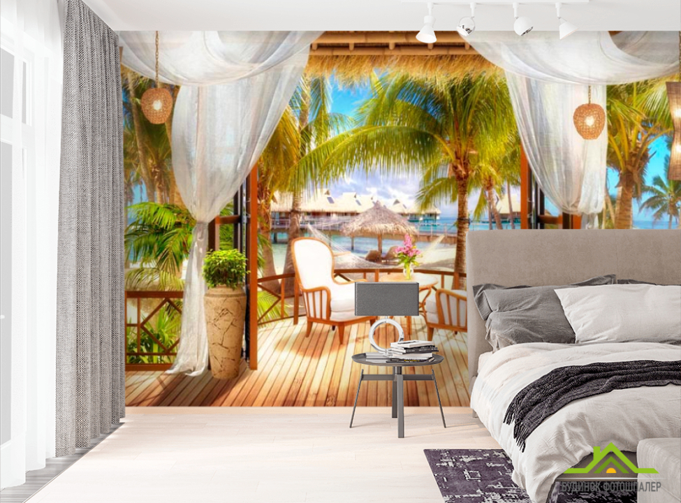 выбрать Фотошпалери Тераса Фотошпалери Вид з вікна на стіну