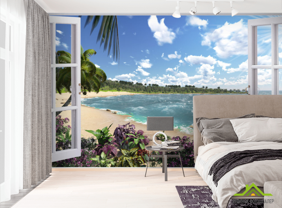 выбрать Фотошпалери Вид з вікна на море Фотошпалери Вид з вікна на стіну