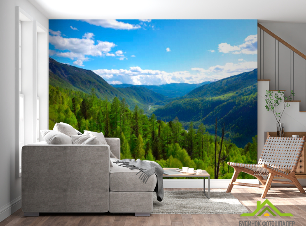 выбрать Фотообои Через горы, лес Фотообои лес на стену