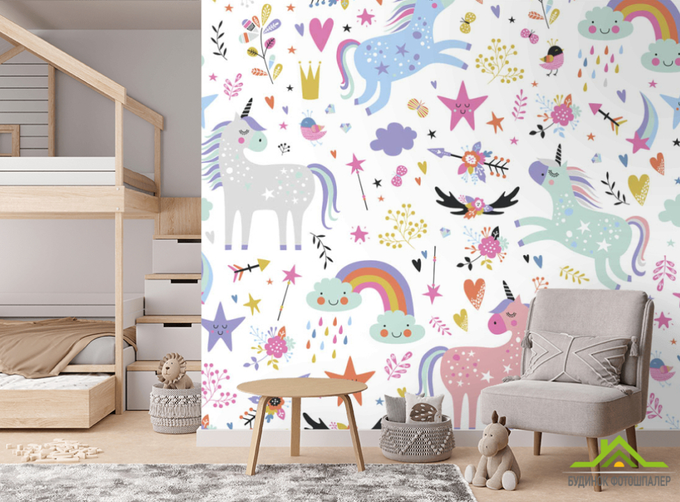 выбрать Фотообои Принт с единорогами Фотообои в детскую на стену