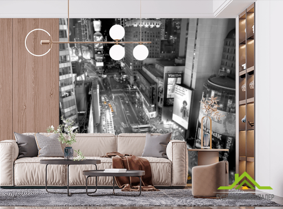 выбрать Фотообои ЧБ вид на город Фотообои Город на стену