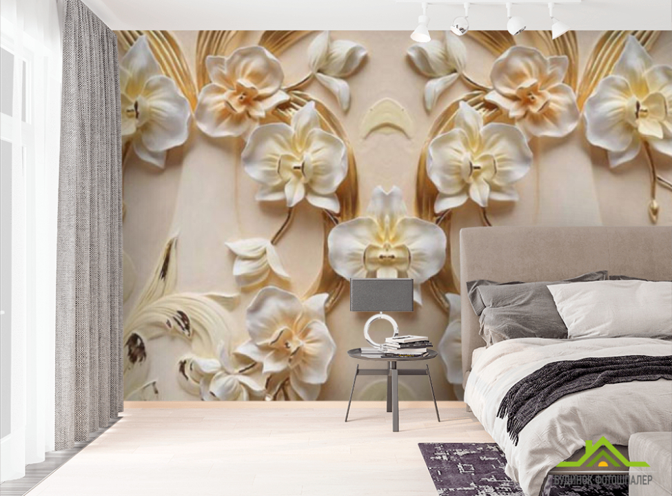 выбрать Фотошпалери Об'ємні квіти Фотошпалери 3Д барельєф на стіну