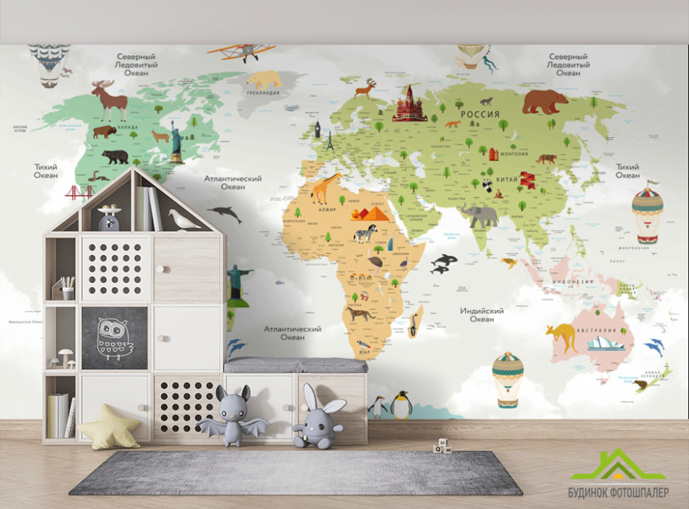 выбрать Шпалери в дитячу Карта Фотошпалери Розвиваючі карти на стіну