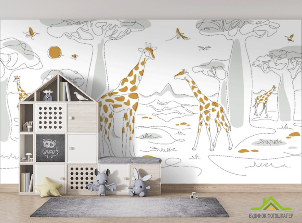 выбрать Фотошпалери мінімалістичні жирафи Фотошпалери Little kids на стіну