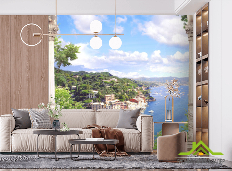 выбрать Фотошпалери Вид з балкона на море Фотошпалери Фрески на стіну