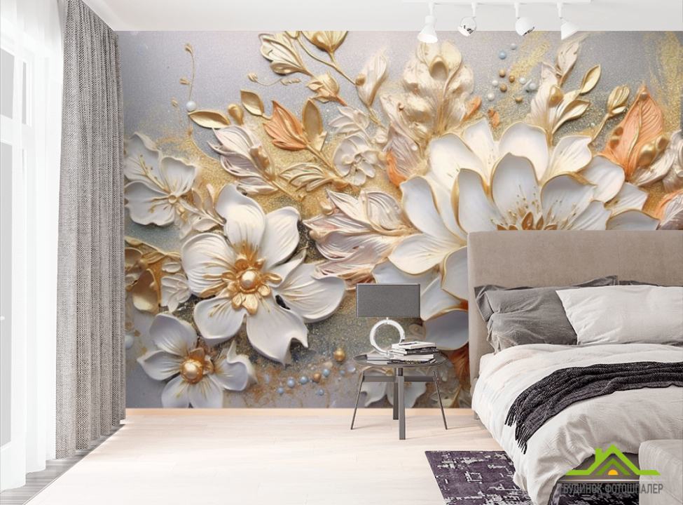 выбрать Фотошпалери 3Д квіти золоті Фотошпалери 3Д на стіну