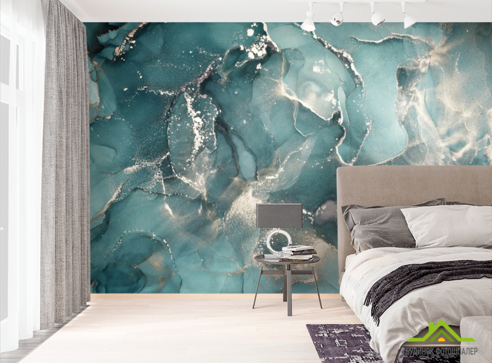 выбрать Фотошпалери Темний Fluid art в зелених відтінках Фотошпалери Fluid art на стіну