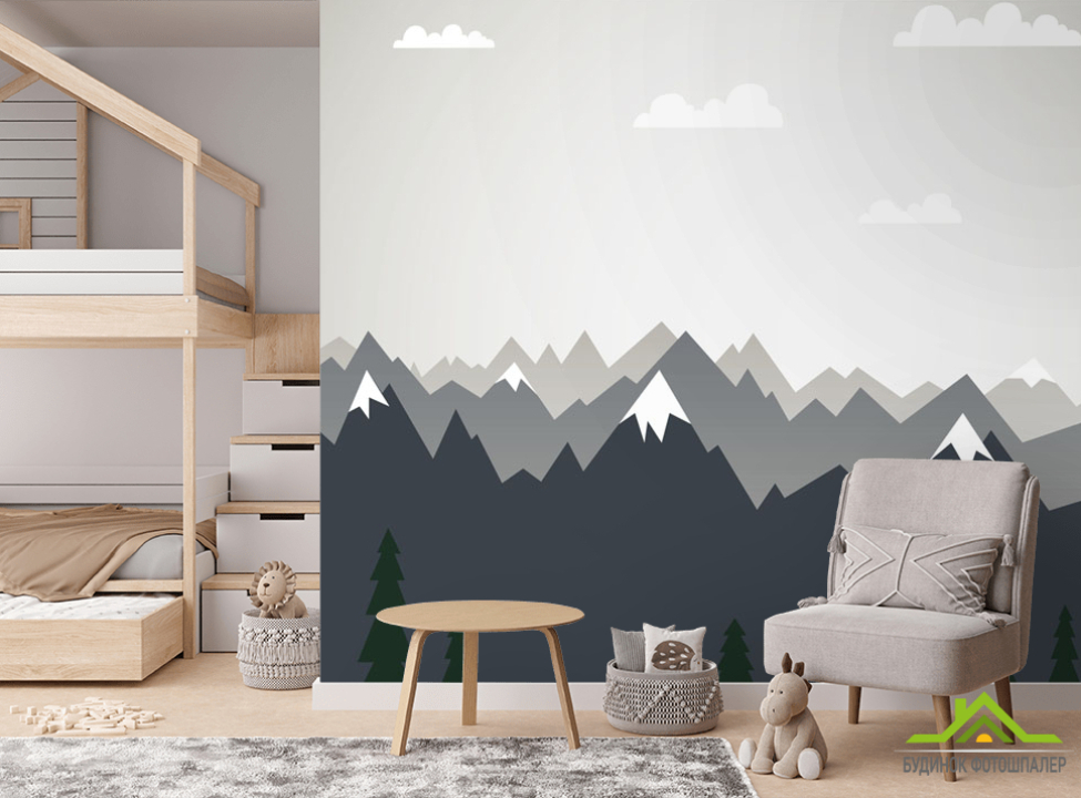 выбрать Фотошпалери Векторні гори в дитячу Фотошпалери Little kids на стіну