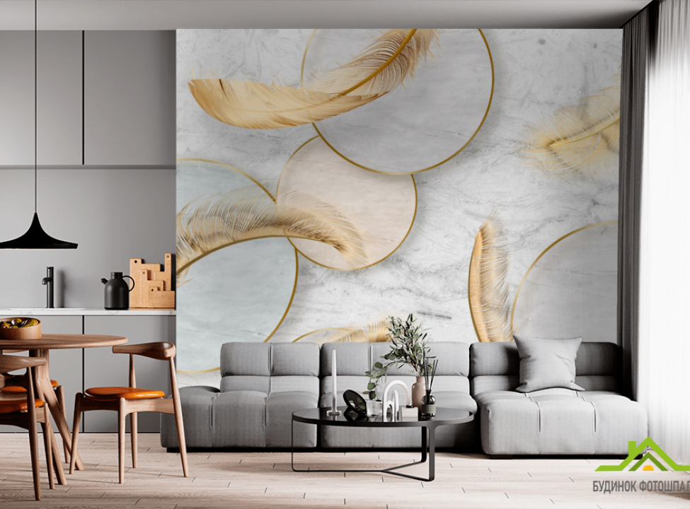 выбрать Фотообои золотые перья Фотообои с золочением на стену