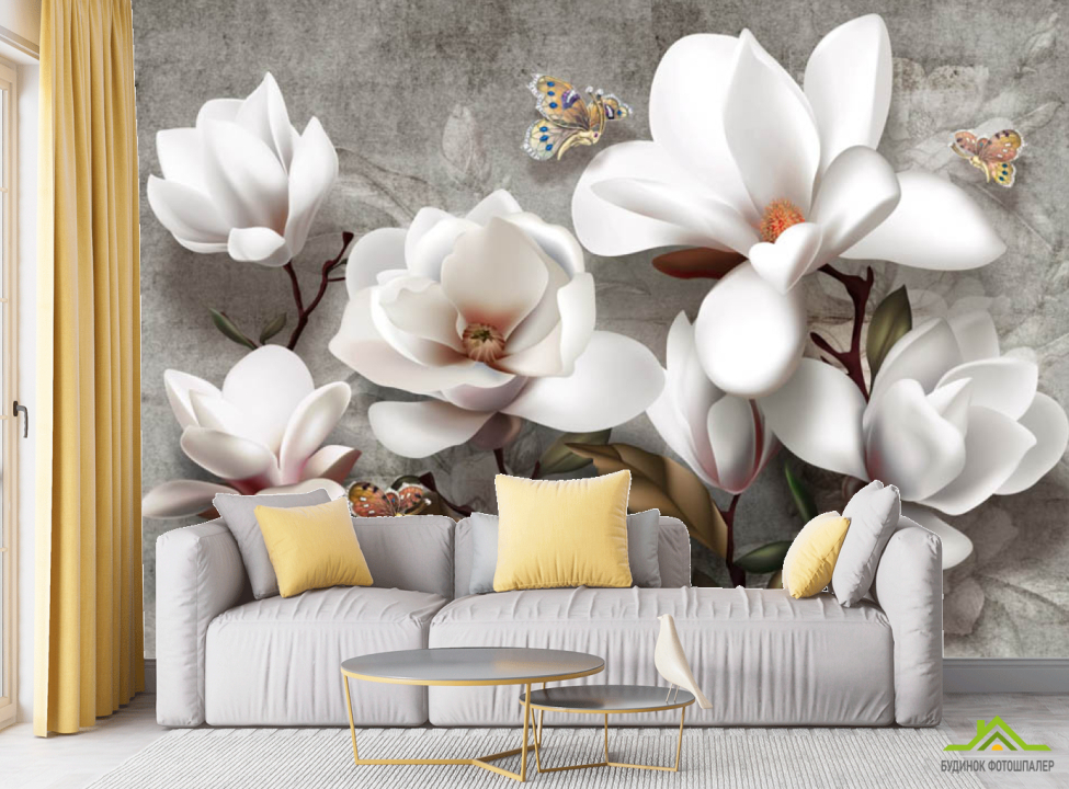 выбрать Фотообои 3д магнолии Фотообои в гостиную на стену
