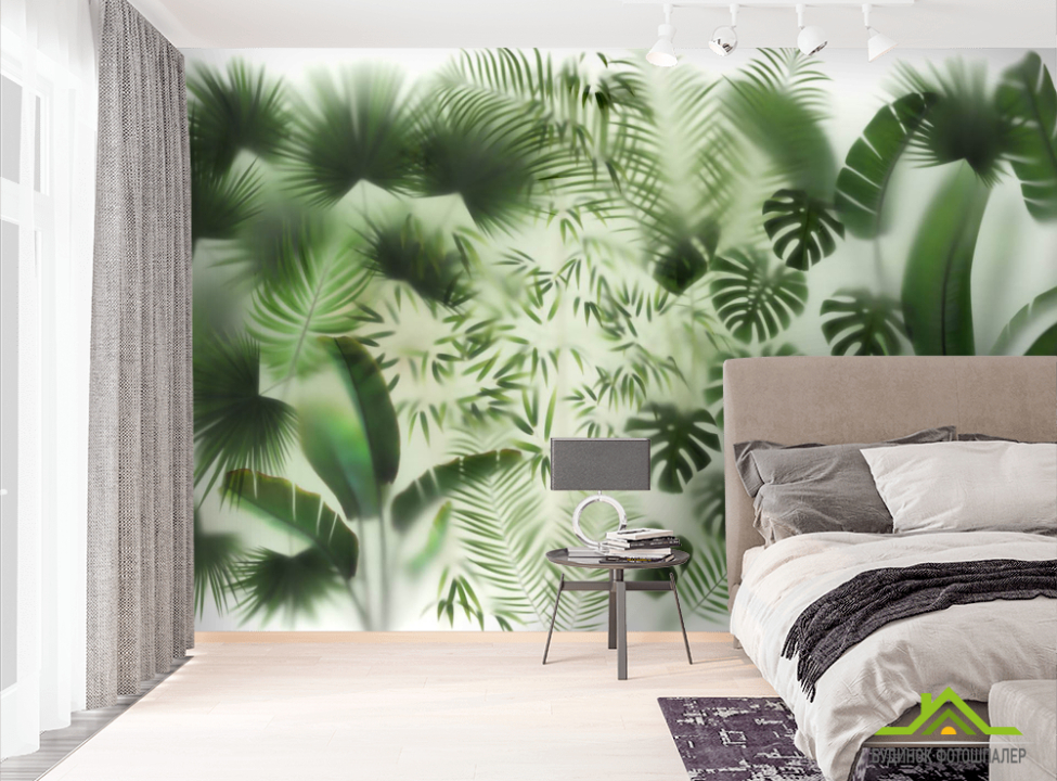 выбрать Фотошпалери Тропічні листя за склом Фотошпалери тропічні листя на стіну