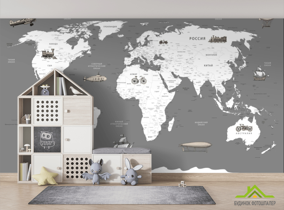 выбрать Шпалери в дитячу Карта Фотошпалери Розвиваючі карти на стіну