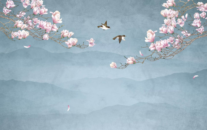 Фотообои Птицы и магнолия