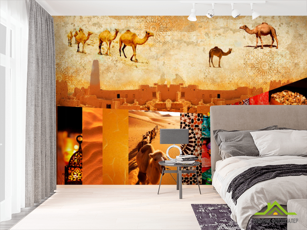 Фотообои Пустыня, верблюды
