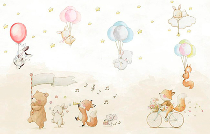 Фотошпалери тваринки на повітряних кульках