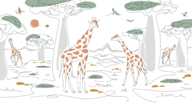 Фотошпалери Лінійні жирафи