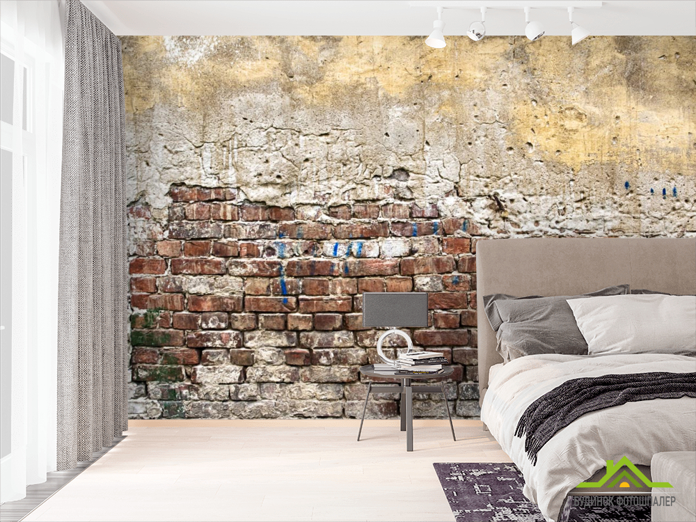 Фотошпалери Жовто-біло-червона цегляна стіна