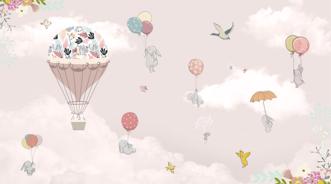 Фотошпалери зайчика на повітряних кулях