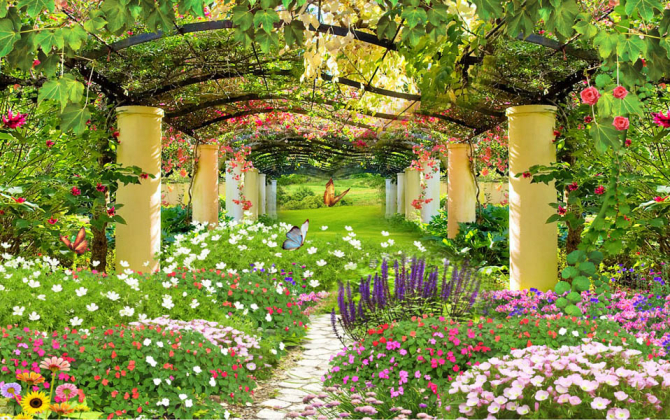 Фотошпалери колони в саду