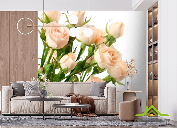Фотообои Бежево-белые розы