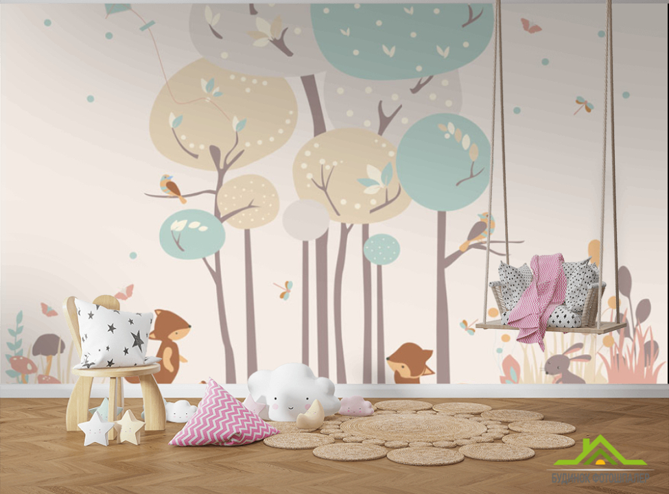 выбрать Фотообои Лисички и деревья Фотообои Little kids на стену