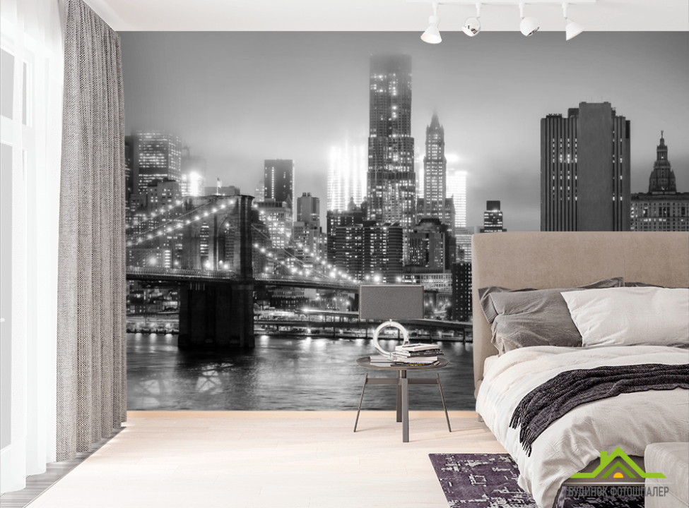выбрать Фотошпалери чорно-біле місто сяючі вогні Фотошпалери Місто на стіну