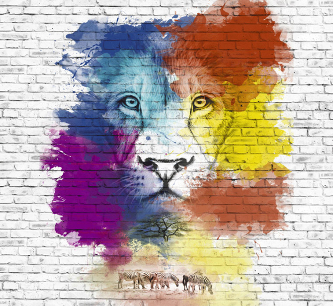 Фотообои Акварельный лев