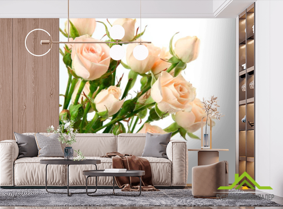 выбрать Фотообои Бежево-белые розы Фотообои Розы на стену